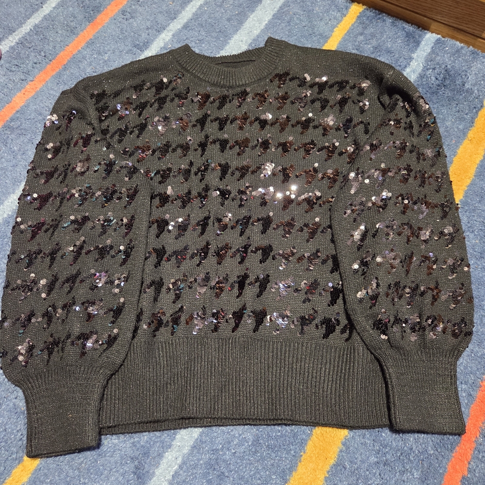 Sequin Embellished Gray Sweater